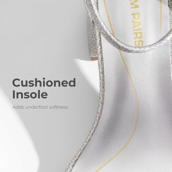 Dream Pairs Women's Silver/Glitter Chunky Block Heel Ankle Strap Sandals - Picture 5 of 8